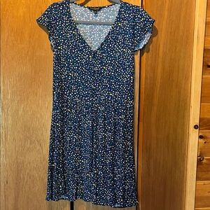 Banana Republic Navy and White Patterned Midi Dress